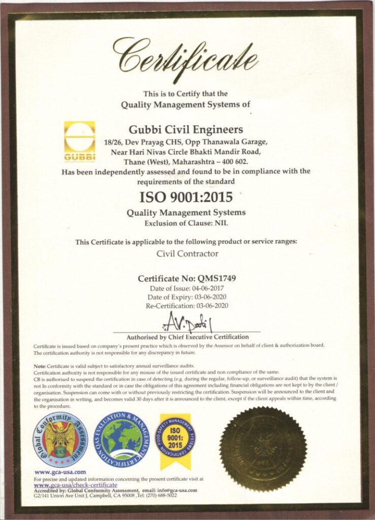 Gubbi Quality Policy Certificate